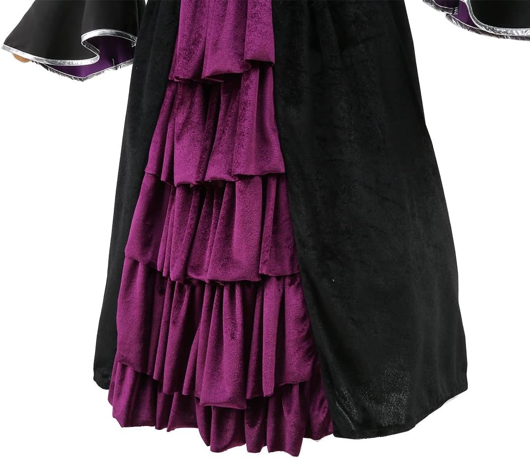 yolsun Purple Witch Costume for Girls Bubble Sleeve Halloween Witch Dress for Kids - Image 5