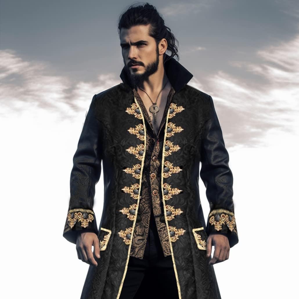 Men's Steampunk Vintage Tailcoat Jacket Gothic Victorian Frock Coat Uniform Halloween Costume - Image 4