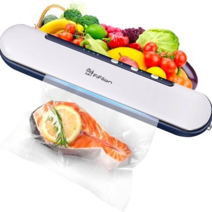 Portable Vacuum Sealer Machine, Cordless & Rechargeable, 1500mAh Battery, 60Kpa Strong Suction, One-Touch Food Saver for Dry/Moist/Oily Items, Compact Design with Built-in Cutter