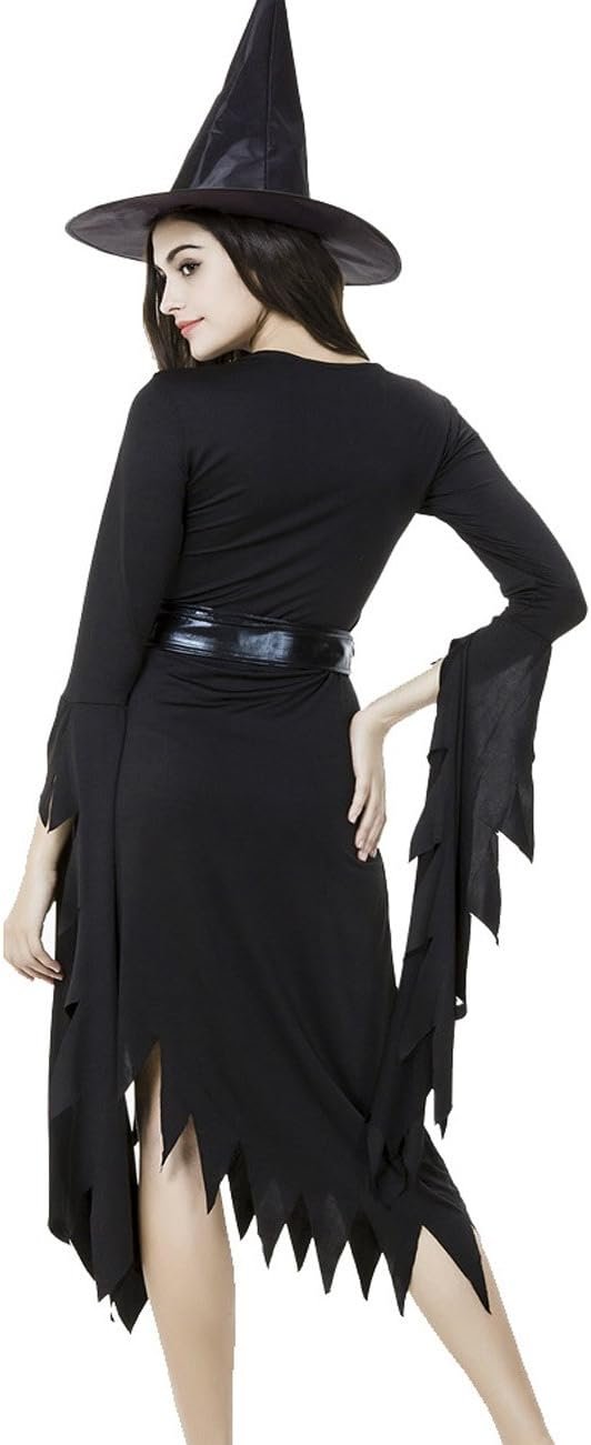 Colorful House Women Halloween Classic Black Witch Costume with Cap - Image 3