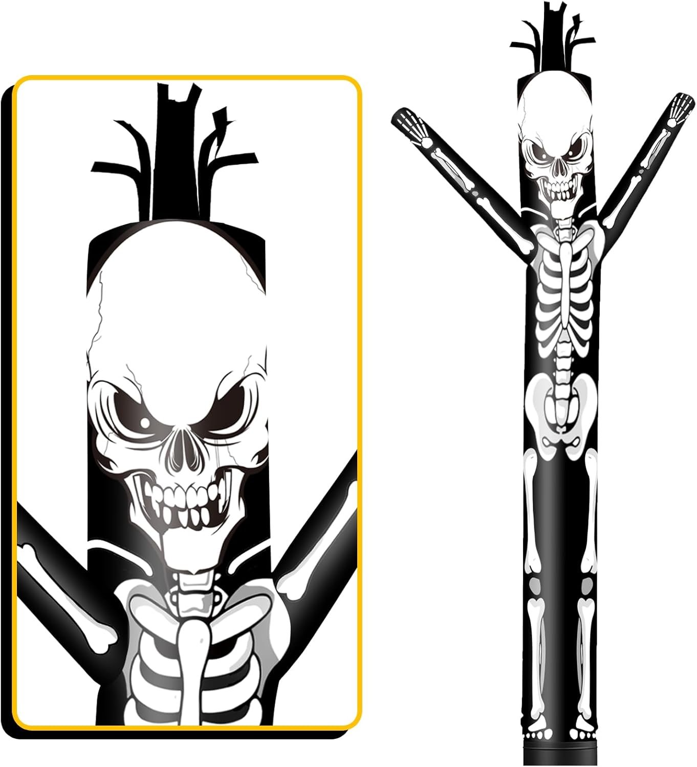 20FT Tall Halloween Skeleton Inflatable Tube Man (18''Diameter) Wacky Wavy Dancing Guy for Outdoor Decoration Advertising Business Promotion (Blower Not Included)