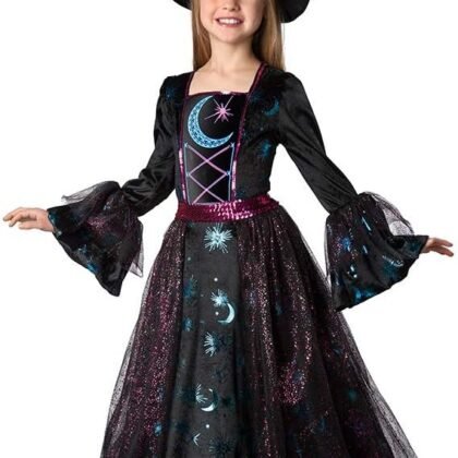 Seasons Girls Light Up Deluxe Moonlight Witch Costume (M(8-10))