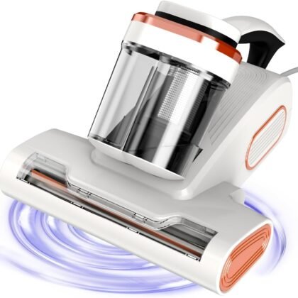 Bed Vacuum Cleaner Mattress VacuumCleaner, 8.5Kpa Powerful Handheld Vacuums with UV-C Light, 400W Powerful Mattress Vacuum with Heating and Ultrasonic Technology, for Dust & Pet Hair Removal - Corded