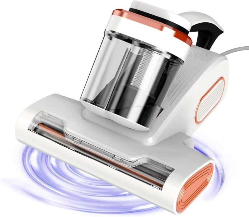 Bed Vacuum Cleaner Mattress VacuumCleaner, 8.5Kpa Powerful Handheld Vacuums with UV-C Light, 400W Powerful Mattress Vacuum with Heating and Ultrasonic Technology, for Dust & Pet Hair Removal - Corded