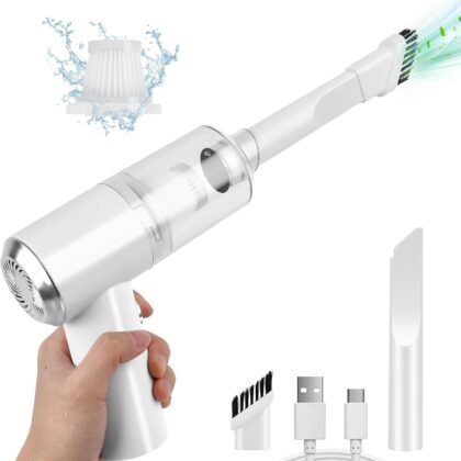 Mini Car Vacuum Cleaner(4500 pa) Portable Cordless Rechargeable,Tiny Handheld Vacuum, Computer Hand Vacuum for Keyboard and Laptop, Mini Hand Held Vac for Car and Home /V01/White
