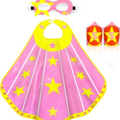 iROLEWIN Superhero-Capes for Kids Super Hero Costumes Girls-Boys Toddler Dress Up Clothes as Party-Toys Gifts Mask Bracelet