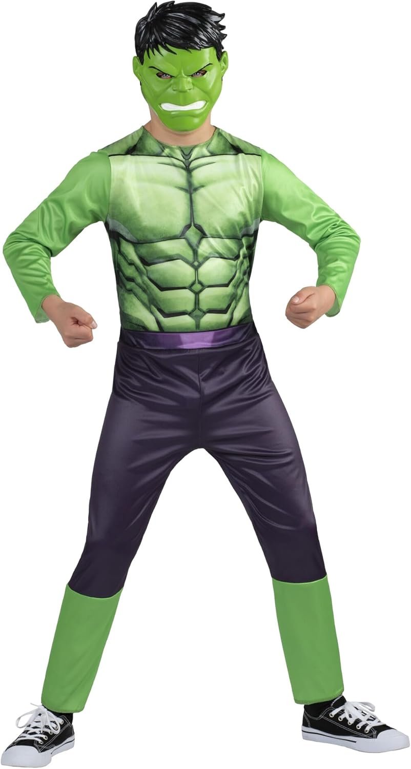 MARVEL Hulk Official Youth Halloween Costume - Premium Quality Fabric Jumpsuit with Printed Design and Plastic Mask - Image 5