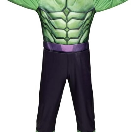 MARVEL Hulk Official Youth Halloween Costume - Premium Quality Fabric Jumpsuit with Printed Design and Plastic Mask