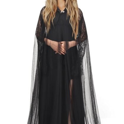Ultrafun Halloween Witch Costume for Women - Full Length Sheer Witch Cloak with Hood for Cosplay