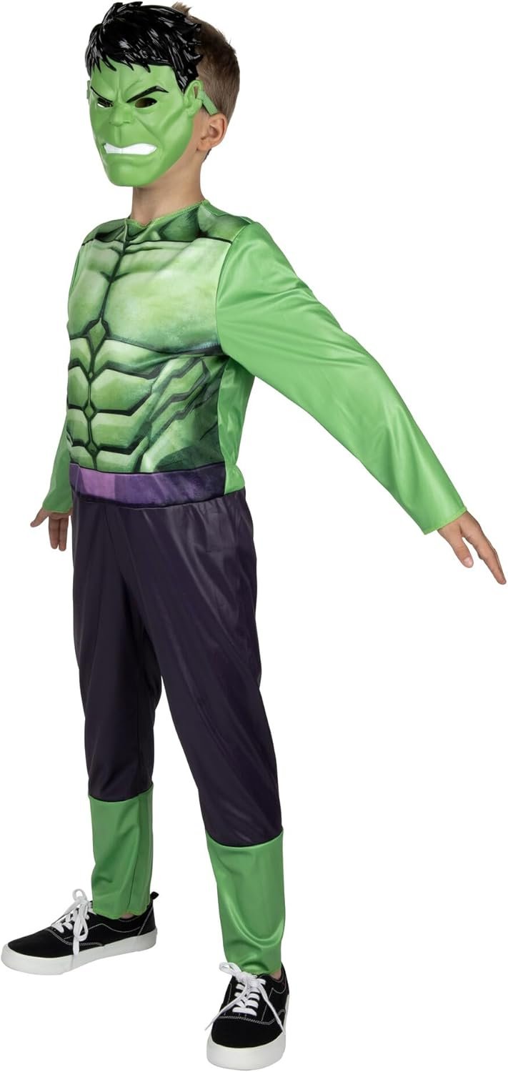 MARVEL Hulk Official Youth Halloween Costume - Premium Quality Fabric Jumpsuit with Printed Design and Plastic Mask - Image 6