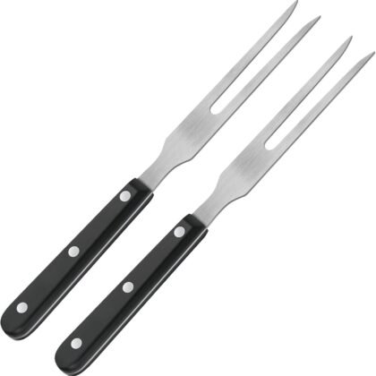 Patelai 2 Pieces Carving Meat Fork Stainless Steel Serving Fork with Plastic Handle 10.6 Inch Long Kitchen Tableware for Barbecue Turkey Dinner Cooking