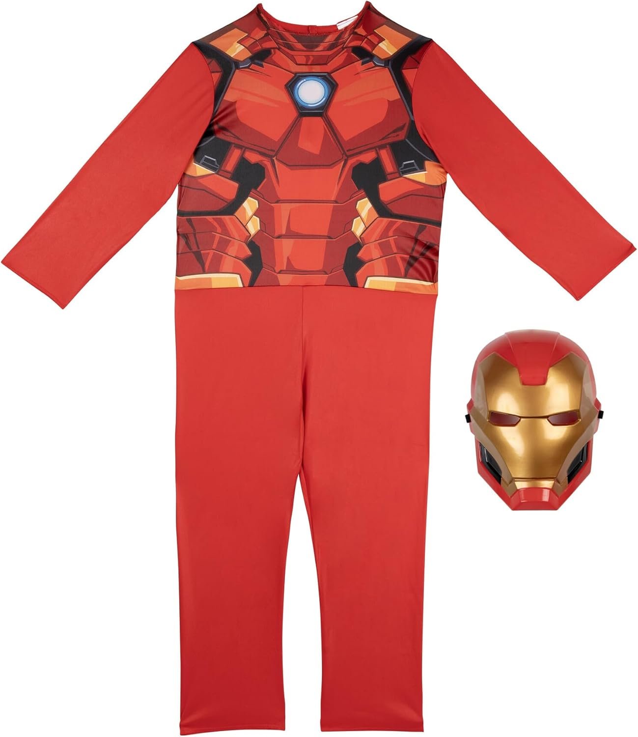 Marvel Iron Man Official Youth Halloween Costume - Premium Quality Fabric Jumpsuit with Printed Design and Plastic Mask - Image 3