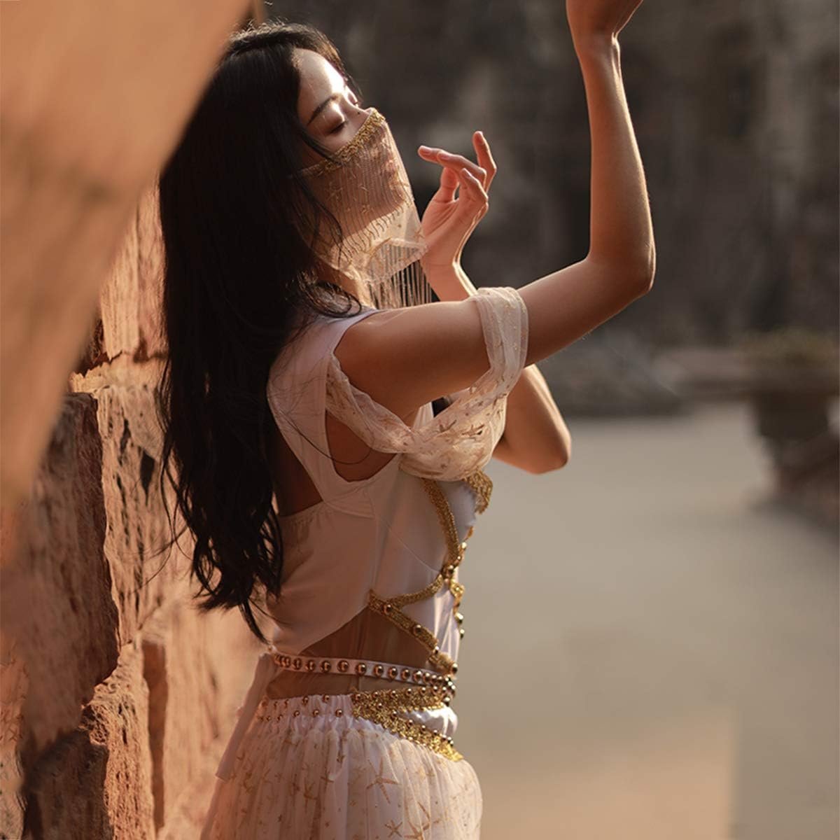 MISI CHAO Belly Dance Jasmine Costume - Aladdin Halloween Outfit Princess Costumes White for Women - Image 3