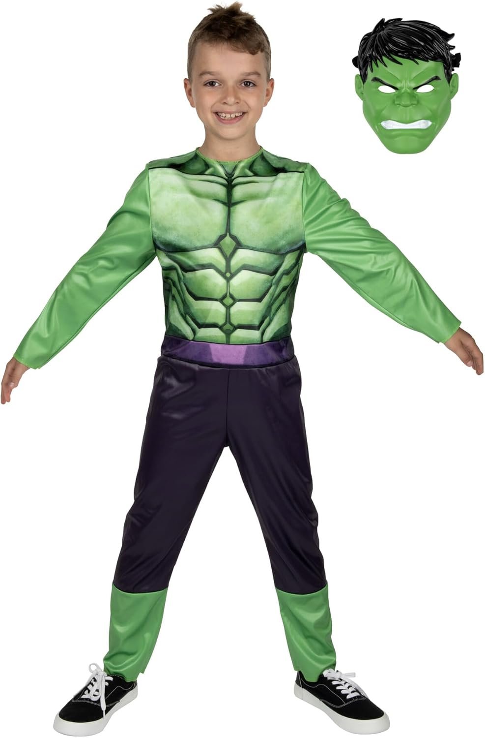 MARVEL Hulk Official Youth Halloween Costume - Premium Quality Fabric Jumpsuit with Printed Design and Plastic Mask - Image 3