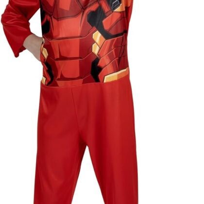 Marvel Iron Man Official Youth Halloween Costume - Premium Quality Fabric Jumpsuit with Printed Design and Plastic Mask