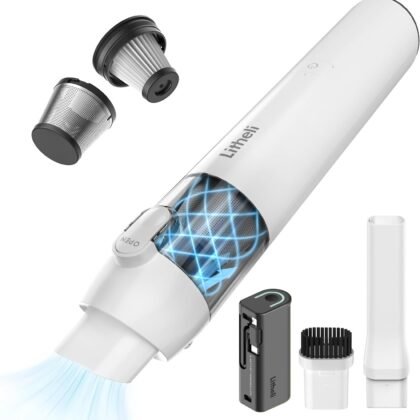 LiTHELi Handheld Vacuum Cordless, 10,000Pa Powerful Suction with Rechargeable U-Battery, Ultra Lightweight Mini Dust Buster for Car, Home, Pet Hair & Crevices – Black