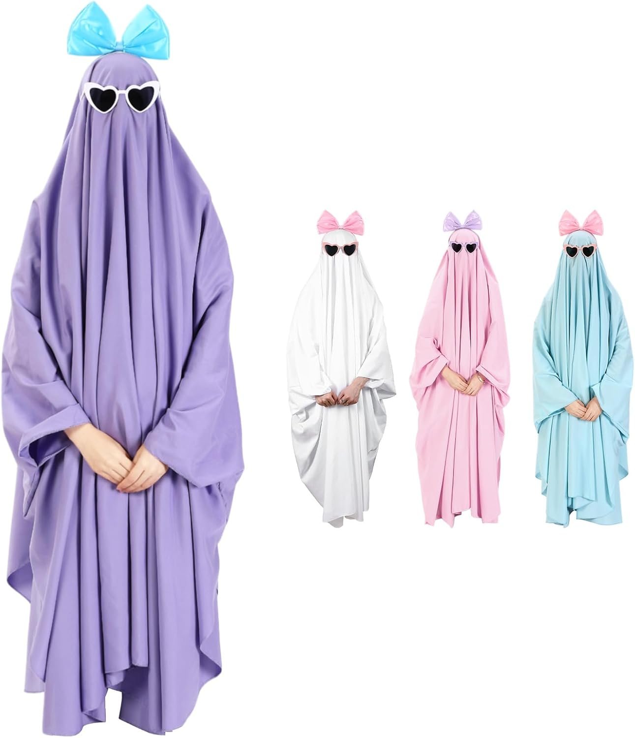 Halloween Sheet Ghost Photo Shoot Adult Costume Ghost Cosplay & Sunglasses & Headband for Cosplay Party