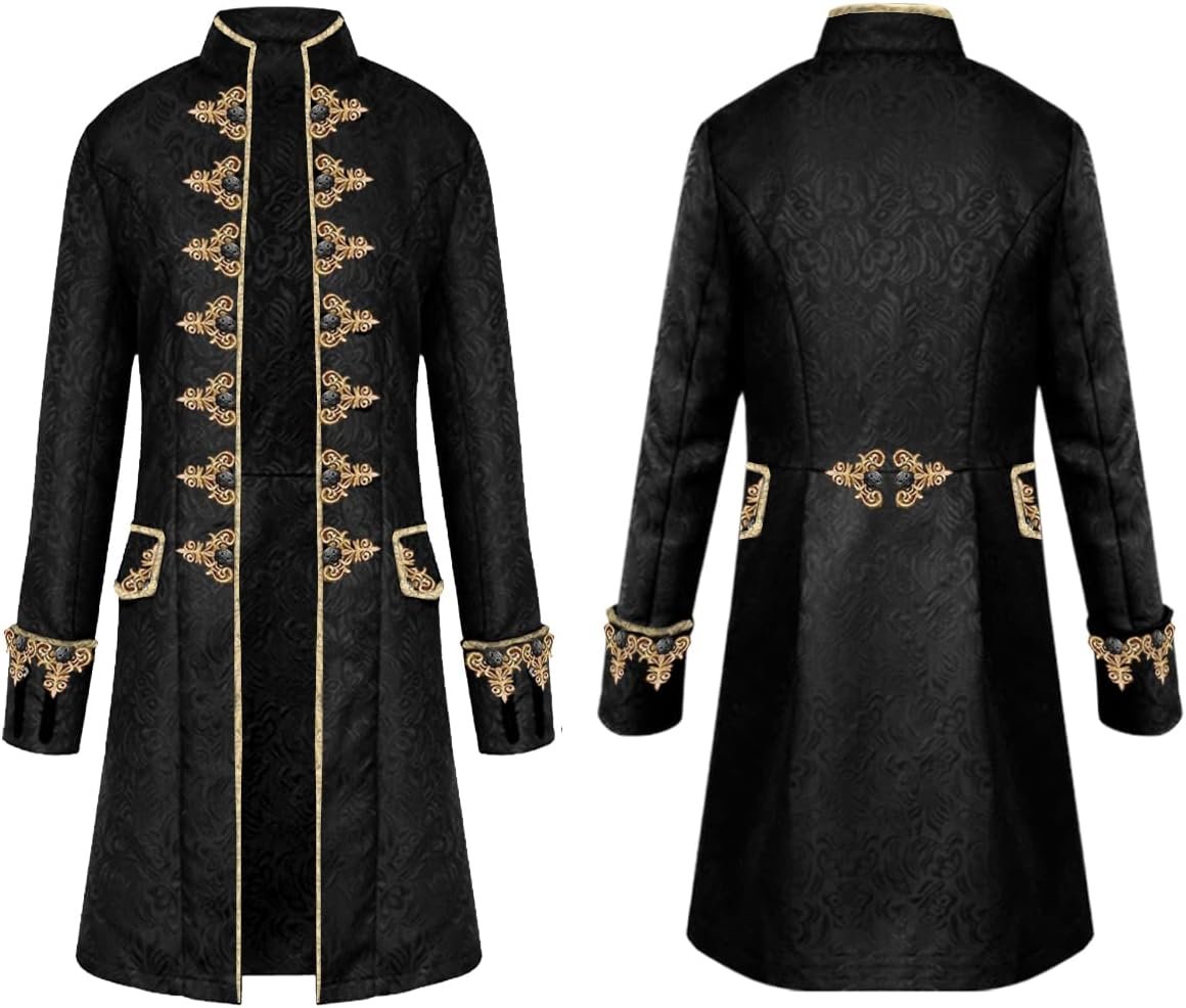 Men's Steampunk Vintage Tailcoat Jacket Gothic Victorian Frock Coat Uniform Halloween Costume - Image 2