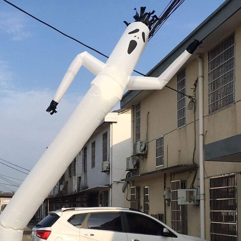 20ft Advertising Inflatable Ghost Tube Man Blow Up Giant Waving Arm Fly Puppet Halloween Decorative Signs for Business Store Party Club-Designed for (18" Blower-Not Include) - Image 3