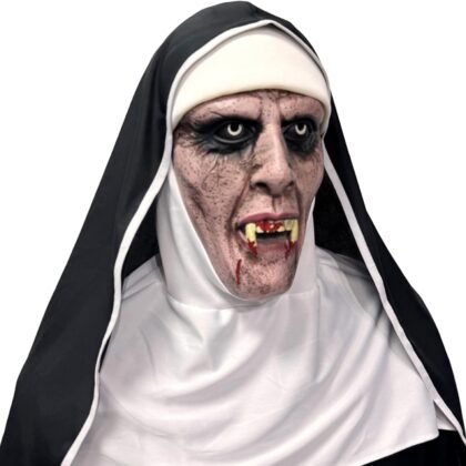 Halloween Nun Masks Set, Scary Halloween Nun Cosplay Costume Prop, Full Face Horror Masks