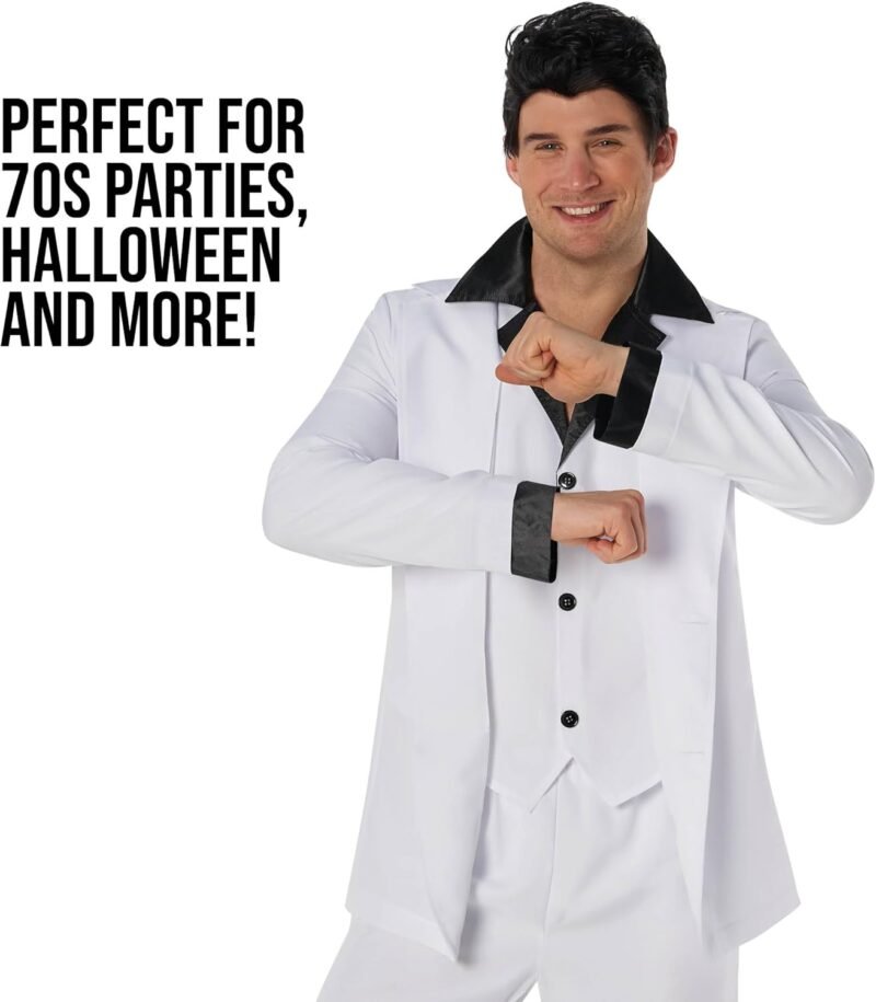 Morph Saturday Night Disco Costume Men 70s White Leisure Suit for Men 70s Fever Outfit Halloween Costumes For Adults - Image 4