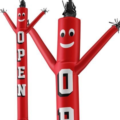 LookOurWay Air Dancers Inflatable Tube Man Attachment - 20 Feet Tall Wacky Waving Inflatable Dancing Tube Guy for Business Promotion (Blower Not Included) - Open Red
