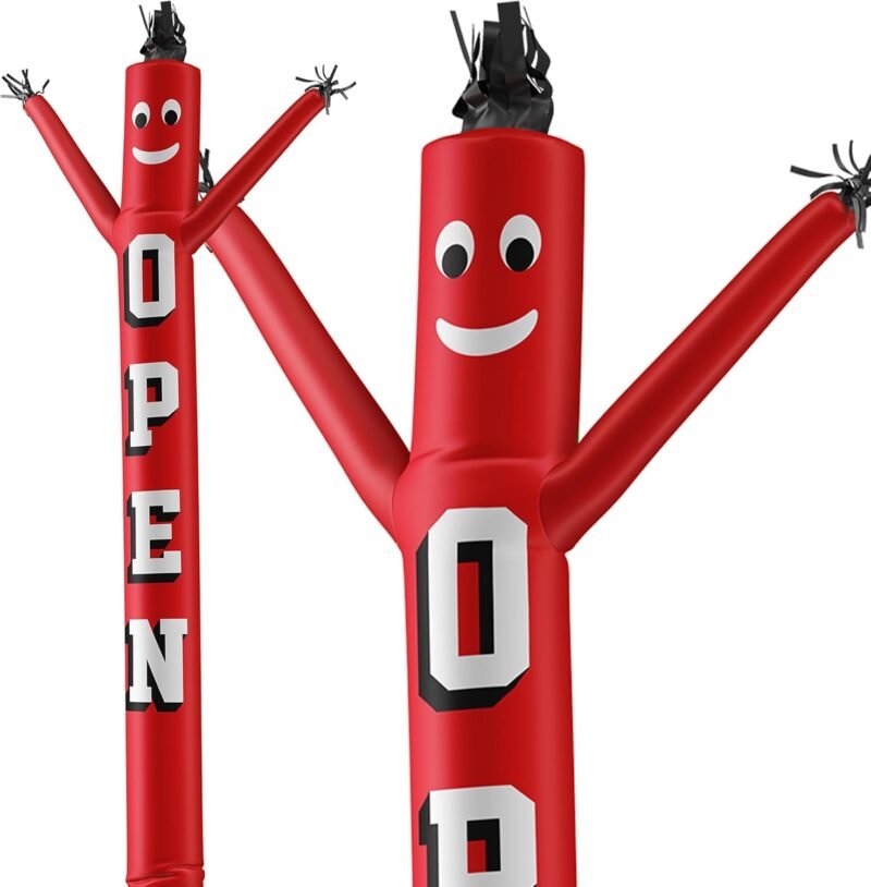 LookOurWay Air Dancers Inflatable Tube Man Attachment - 20 Feet Tall Wacky Waving Inflatable Dancing Tube Guy for Business Promotion (Blower Not Included) - Open Red