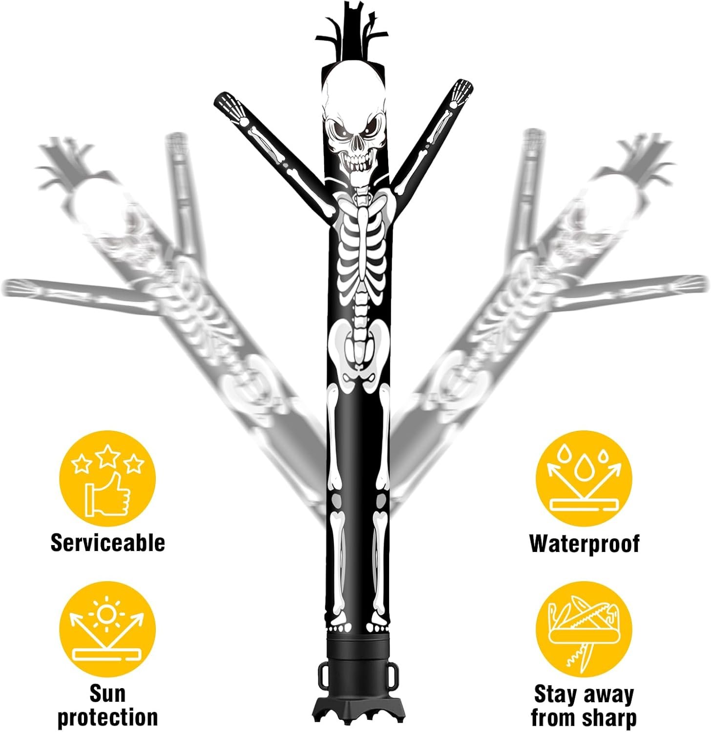 20FT Tall Halloween Skeleton Inflatable Tube Man (18''Diameter) Wacky Wavy Dancing Guy for Outdoor Decoration Advertising Business Promotion (Blower Not Included) - Image 4