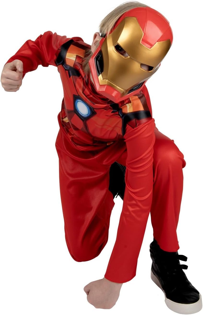 Marvel Iron Man Official Youth Halloween Costume - Premium Quality Fabric Jumpsuit with Printed Design and Plastic Mask - Image 6