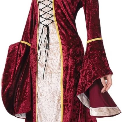 YEAXLUD Vampire Cute Halloween Costume for Woman Renaissance Medieval Evil Queen Dress Women's Witch Costumes Cosplay Apparel