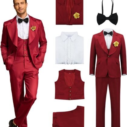 Betelgeuse Costume Mens Wedding Costume Red Wedding Suits Halloween Beetle Movie Cosplay Uniform Outfits Blazer Set
