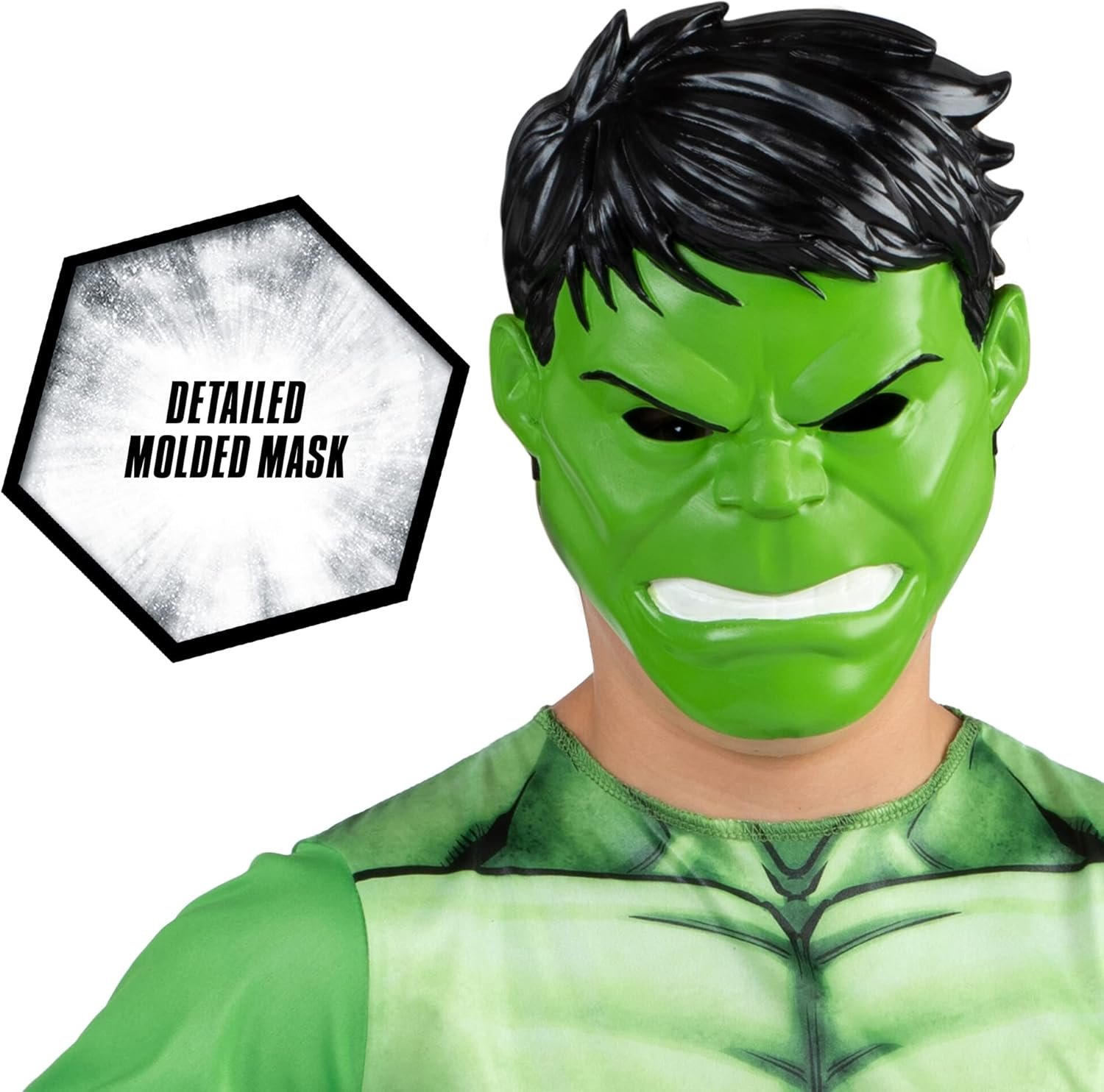 MARVEL Hulk Official Youth Halloween Costume - Premium Quality Fabric Jumpsuit with Printed Design and Plastic Mask - Image 4