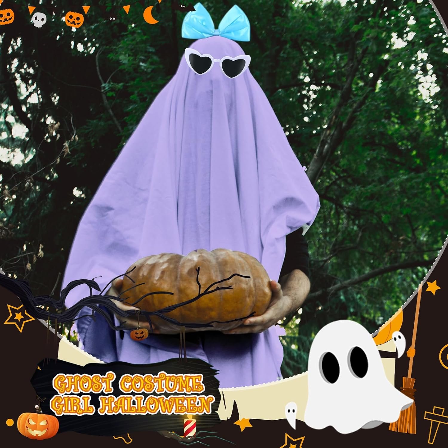 Halloween Sheet Ghost Photo Shoot Adult Costume Ghost Cosplay & Sunglasses & Headband for Cosplay Party - Image 6