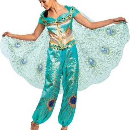 Aladdin Jasmine Teal Deluxe Adult Plus Costume