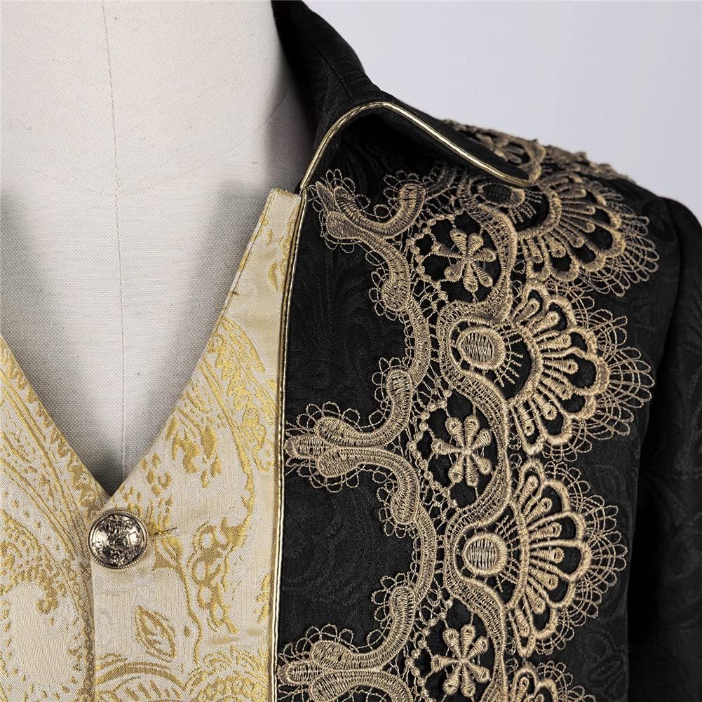 Crubelon Men Steampunk Medieval Jacket Gothic Victorian Frock Coat Uniform - Image 3