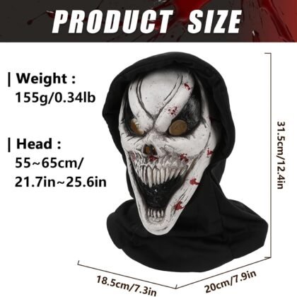 Evil Scream Creepiest Mask with, New Ghost Evil Design Full Head Scray Halloween horror Costume Mask for Adults, Evil Ghost Face Mask