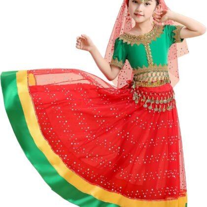 Girls Aladdin Jasmine Princess Dress Up Party Belly Dance Halloween Performance Costumes Cosplay Outfits