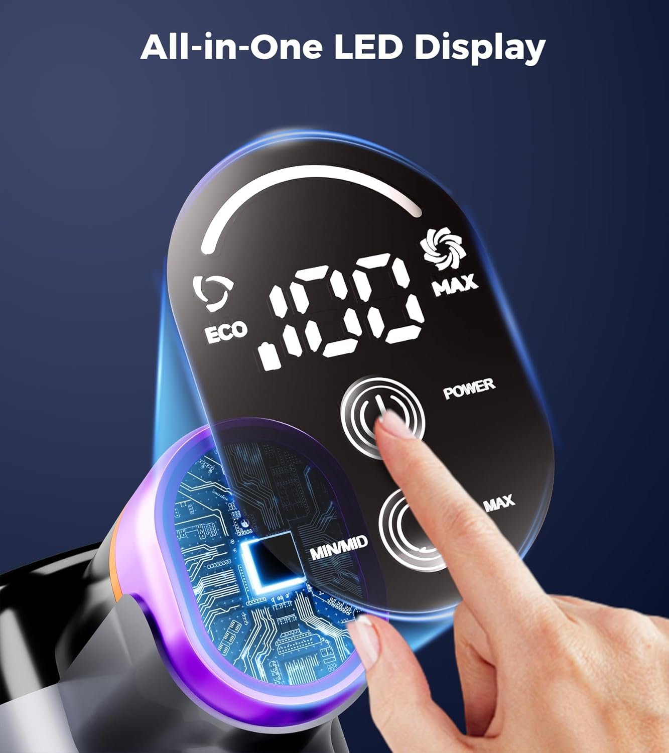 Cordless Vacuum Cleaner, 500W 40Kpa 60Mins Vacuum Cleaners for Home, Anti-tangle Stick Vacuum with Self-Standing, Wall Mount Charging, LED Display, 8-in-1 Wireless Vacuum for Carpet Pet Hair Hardfloor - Image 6