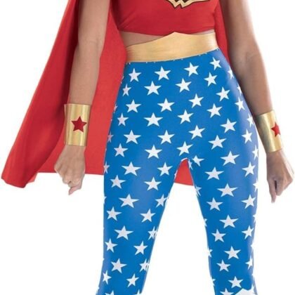 Party City Wonder Woman Costume for Adults - DC Justice League Costume Includes Dress, Headband, Gauntlets, Cape & More - Costumes for Halloween, Birthday Parties & Themed Events