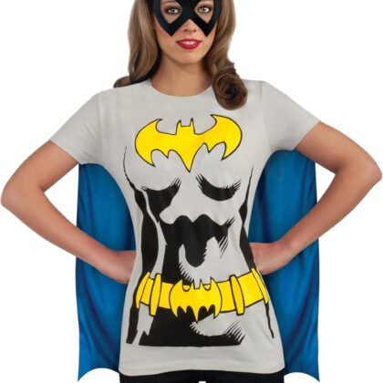Rubies DC Comics Superheroes: Batgirl T-Shirt With Cape, Mask for Adults, Women's Small