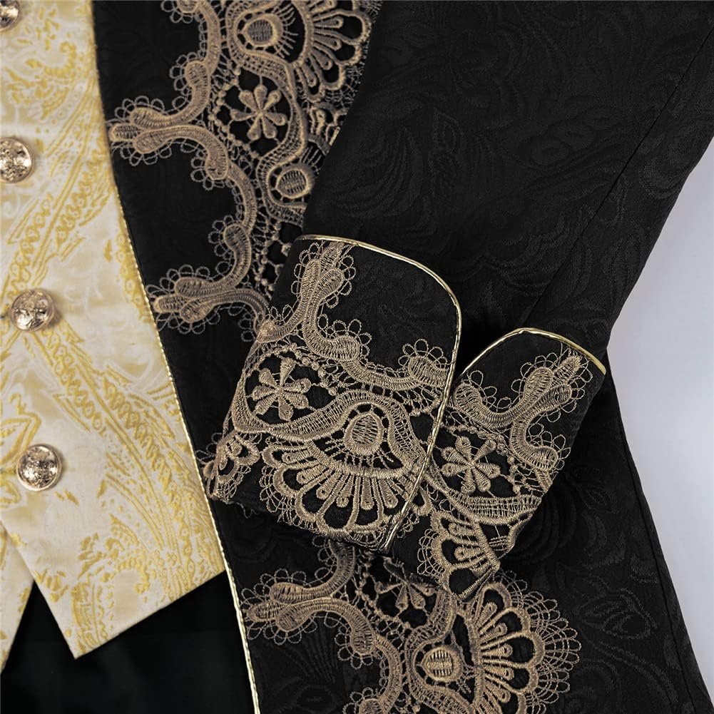 Crubelon Men Steampunk Medieval Jacket Gothic Victorian Frock Coat Uniform - Image 5