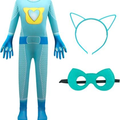 Superhero Costume Jumpsuits With Zipper, Accessories Set Halloween Christmas Outfits For 4-8Y Little Cutie