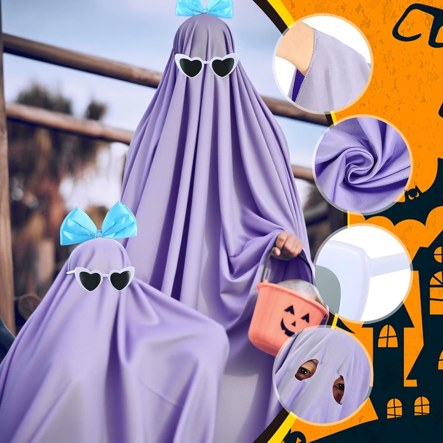 Halloween Sheet Ghost Photo Shoot Adult Costume Ghost Cosplay & Sunglasses & Headband for Cosplay Party - Image 3