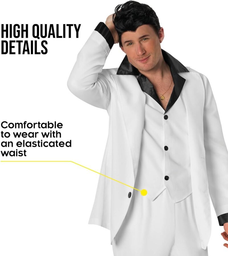 Morph Saturday Night Disco Costume Men 70s White Leisure Suit for Men 70s Fever Outfit Halloween Costumes For Adults - Image 3