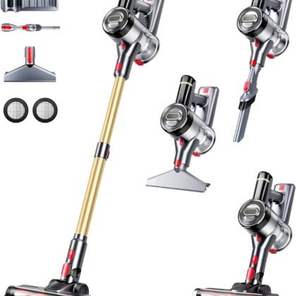 Cordless Vacuum Cleaner, 500W 40Kpa 60Mins Vacuum Cleaners for Home, Anti-tangle Stick Vacuum with Self-Standing, Wall Mount Charging, LDE Display, Wireless Vacuum for Carpet Pet Hair Hardfloor