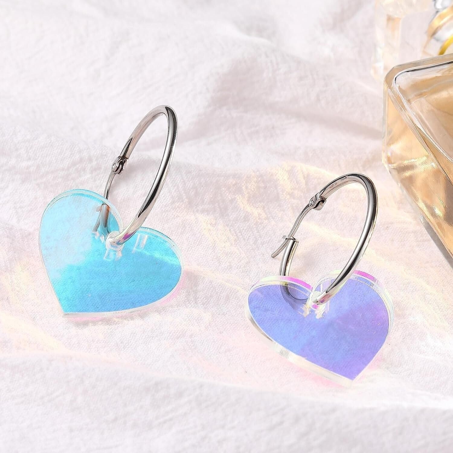 Lover Heart Earrings for Women 925 Silver Post Trendy Earrings Acrylic Dangle Drop Earrings TS Tour Concert Gifts for Fans (ST hanging ring) - Image 2