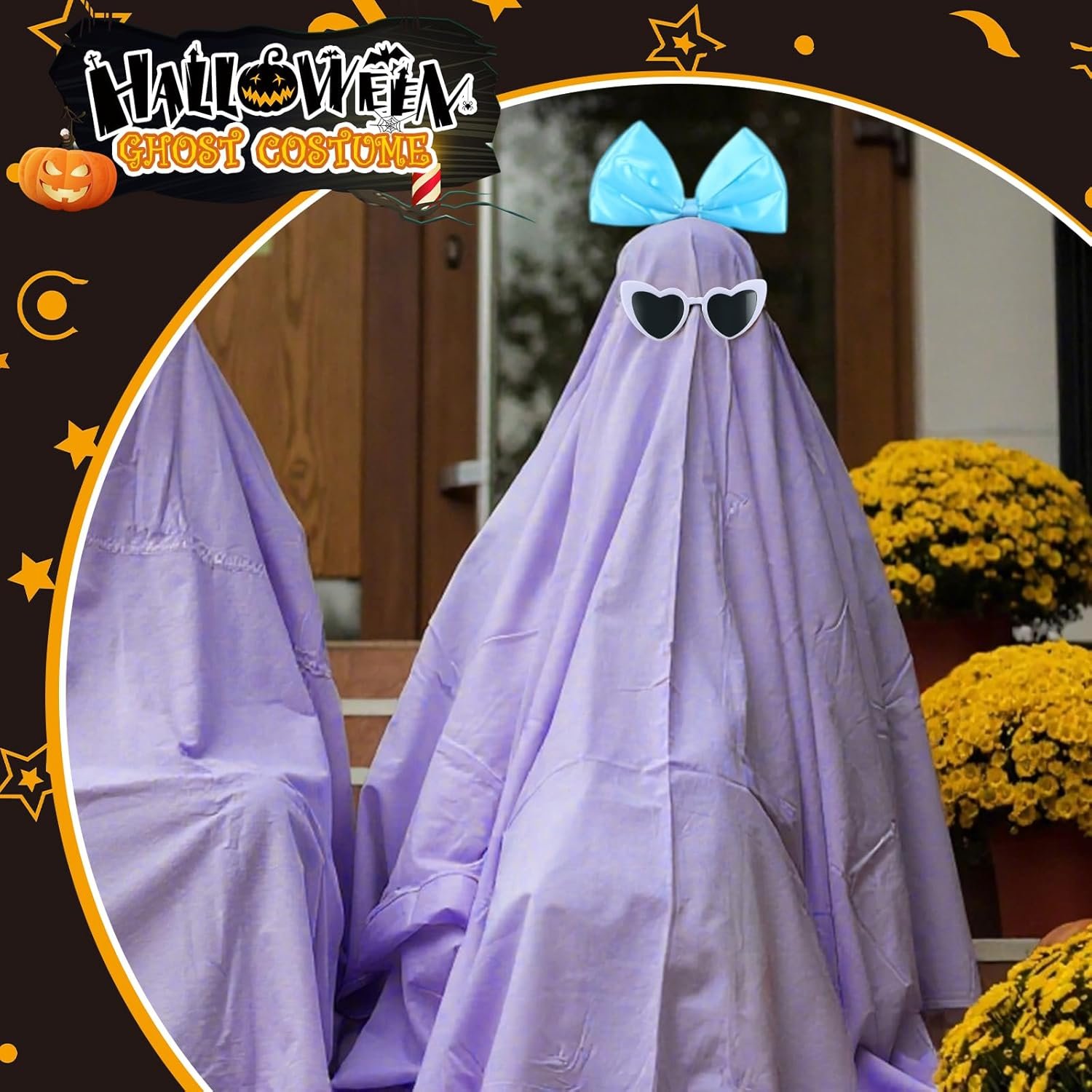 Halloween Sheet Ghost Photo Shoot Adult Costume Ghost Cosplay & Sunglasses & Headband for Cosplay Party - Image 7