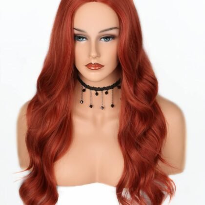 Women Red Brown Long Wavy Curly Hair Scarlet Witch Wig Halloween Paty Cosplay Costume Wig