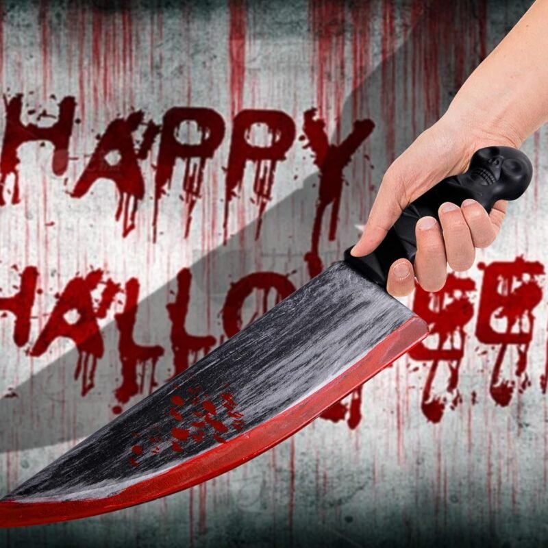 10 PCS Scar Tattoos 16 Inch Large Halloween Fake Knife Prop with Fake Blood for Chucky Costume Plastic Halloween Prop Knife for Costume Accessories Horror Cosplay - Image 7