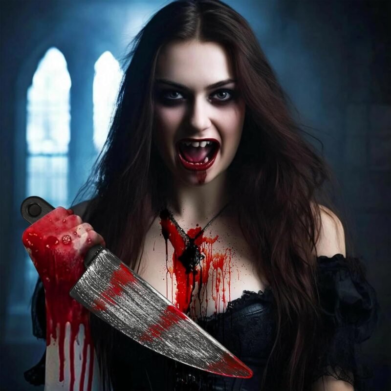 10 PCS Scar Tattoos 16 Inch Large Halloween Fake Knife Prop with Fake Blood for Chucky Costume Plastic Halloween Prop Knife for Costume Accessories Horror Cosplay - Image 6
